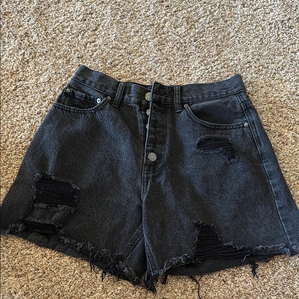 Forever 21 Black Jean Shorts with Distressing